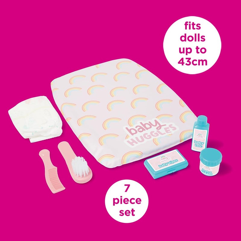 CASDON Ultimate Care Kit for Dolls: Authentic Play with Rainbow Cushioned Changing Mat, Nappy, Brush, Comb, and Containers - Suitable for Dolls up to 46cm - Encourages Realistic Role Play - Ages 3+ - Image 2